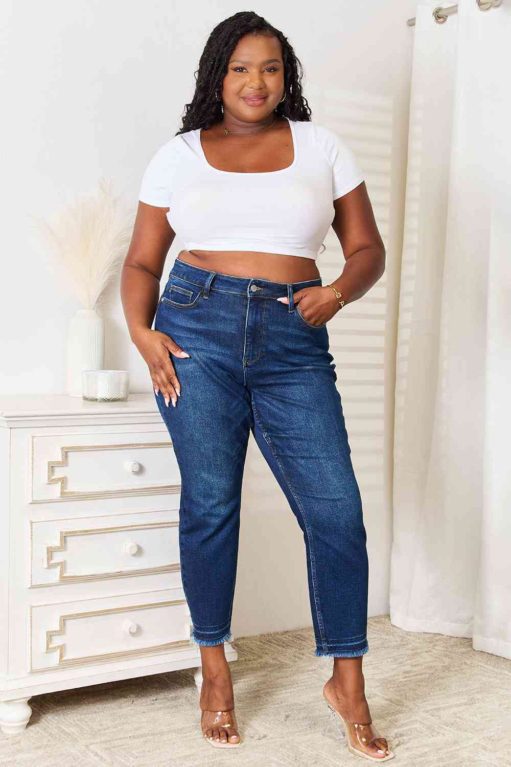 Judy Blue Full Size High Waist Released Hem Slit Jeans - Premium Jeans - Just $64! Shop now at Nine Thirty Nine Design