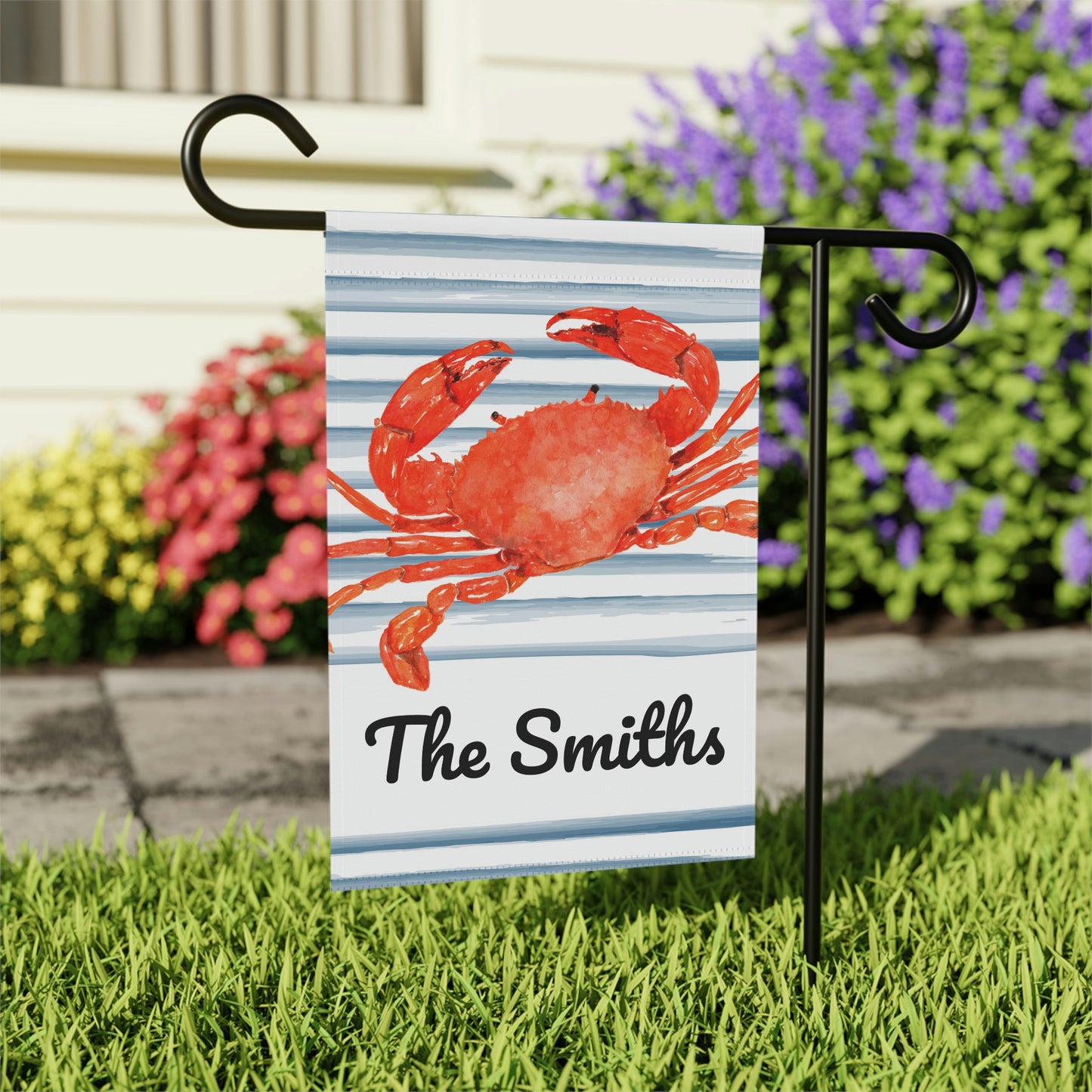 Personalized Crab Nautical Summer Garden Flag