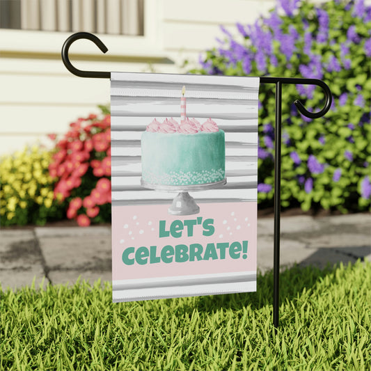 Birthday Garden Flag, Lets Celebrate, Personalized Garden Flag, Birthday Decoration, Girls Birthday Party, Front Porch Sign, Welcome Flag