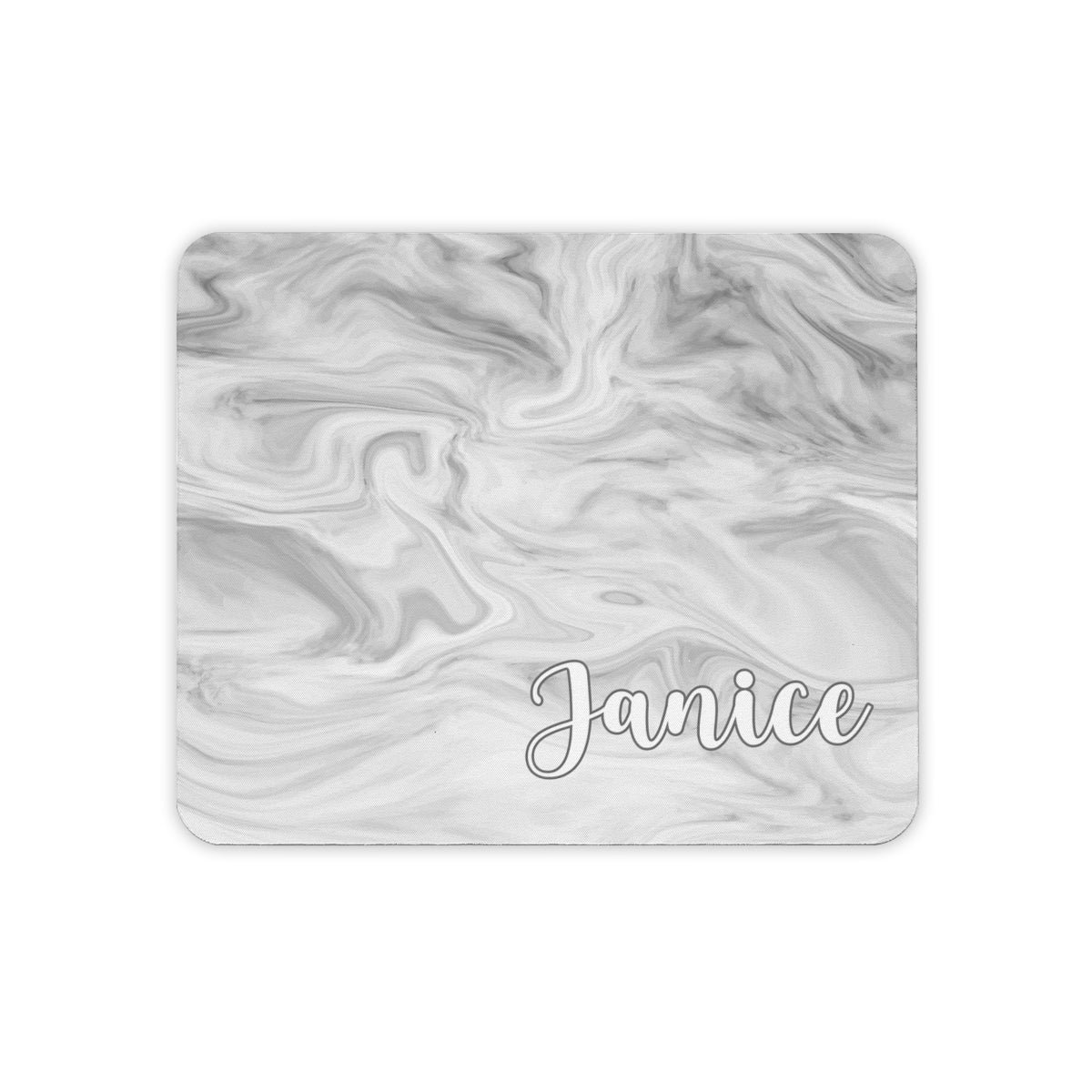Personalized Gray Marble Print Mouse Pad