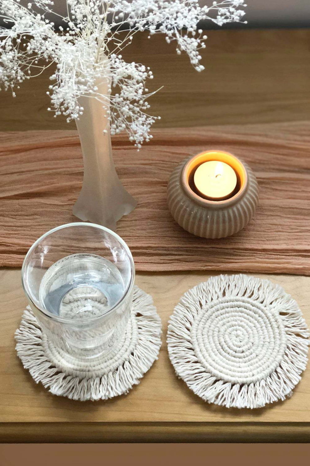 2-Piece Macrame Round Cup Mat - Premium  - Just $10! Shop now at Nine Thirty Nine Design