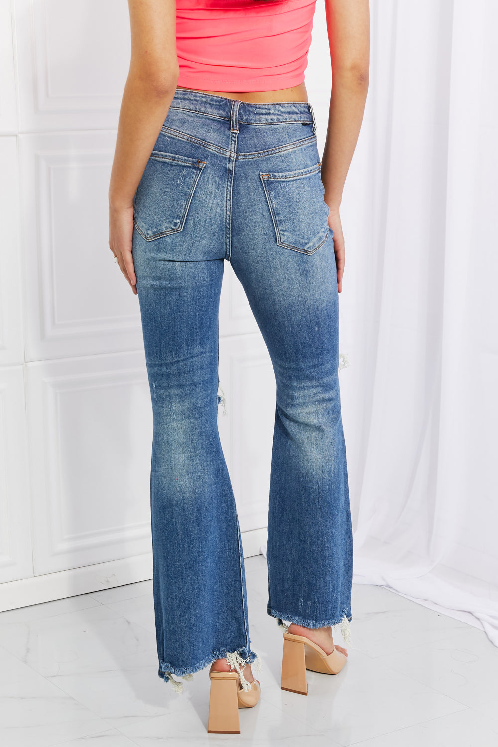 RISEN Full Size Hazel High Rise Distressed Flare Jeans - Premium  - Just $65! Shop now at Nine Thirty Nine Design