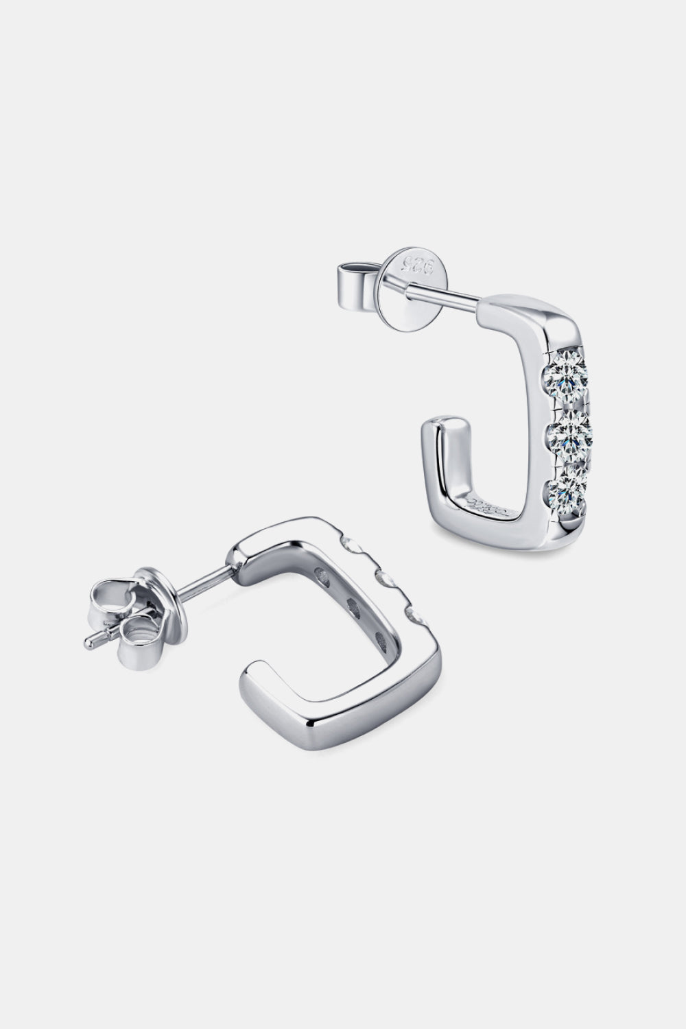 Moissanite 925 Sterling Silver Geometrical Huggie Earrings - Premium  - Just $95! Shop now at Nine Thirty Nine Design