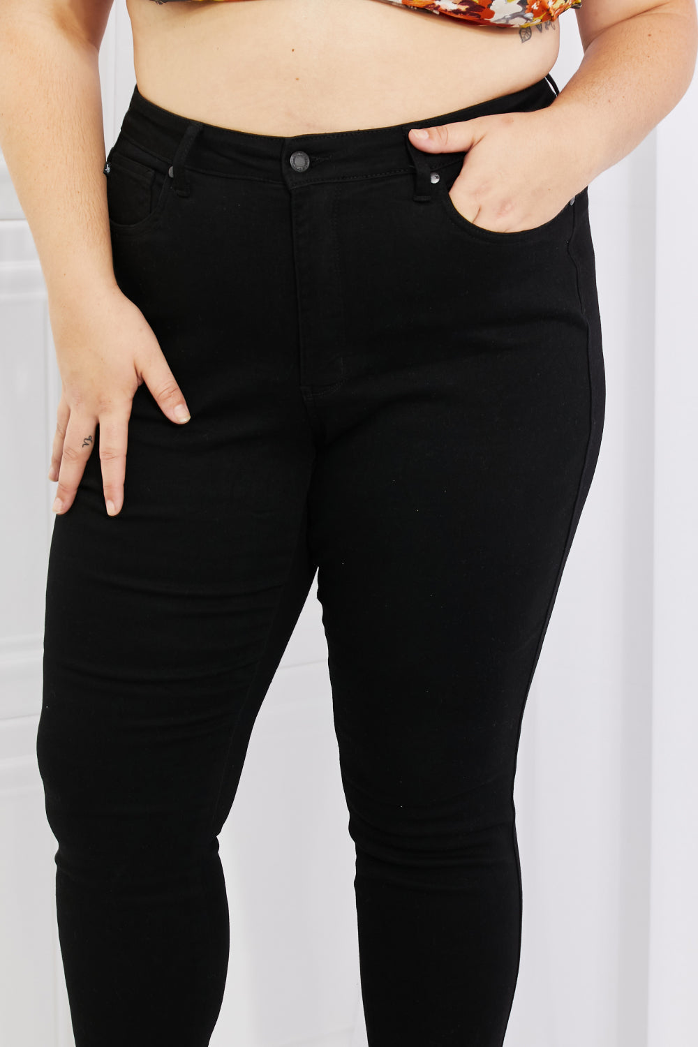 Judy Blue Mila Full Size High Waisted Shark Bite Hem Skinny Jeans - Premium  - Just $64! Shop now at Nine Thirty Nine Design