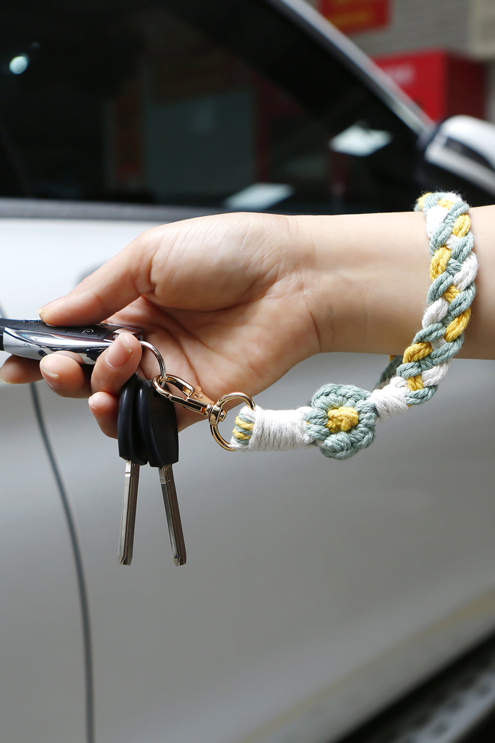 Floral Braided Wristlet Key Chain Key Chains