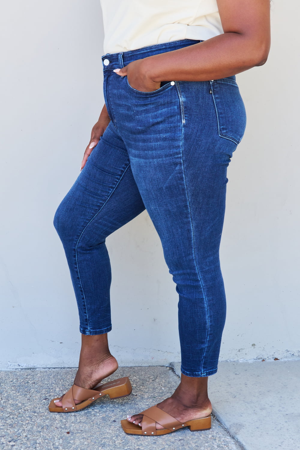 Judy Blue Marie Full Size Mid Rise Crinkle Ankle Detail Skinny Jeans - Premium Jeans - Just $64! Shop now at Nine Thirty Nine Design