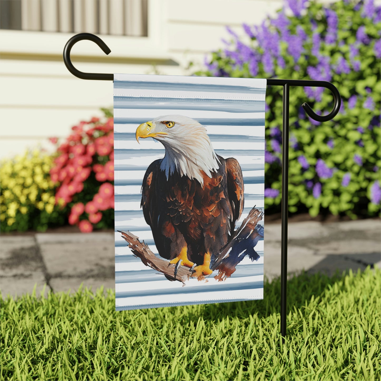 Eagle Summer Blue Striped Garden Flag