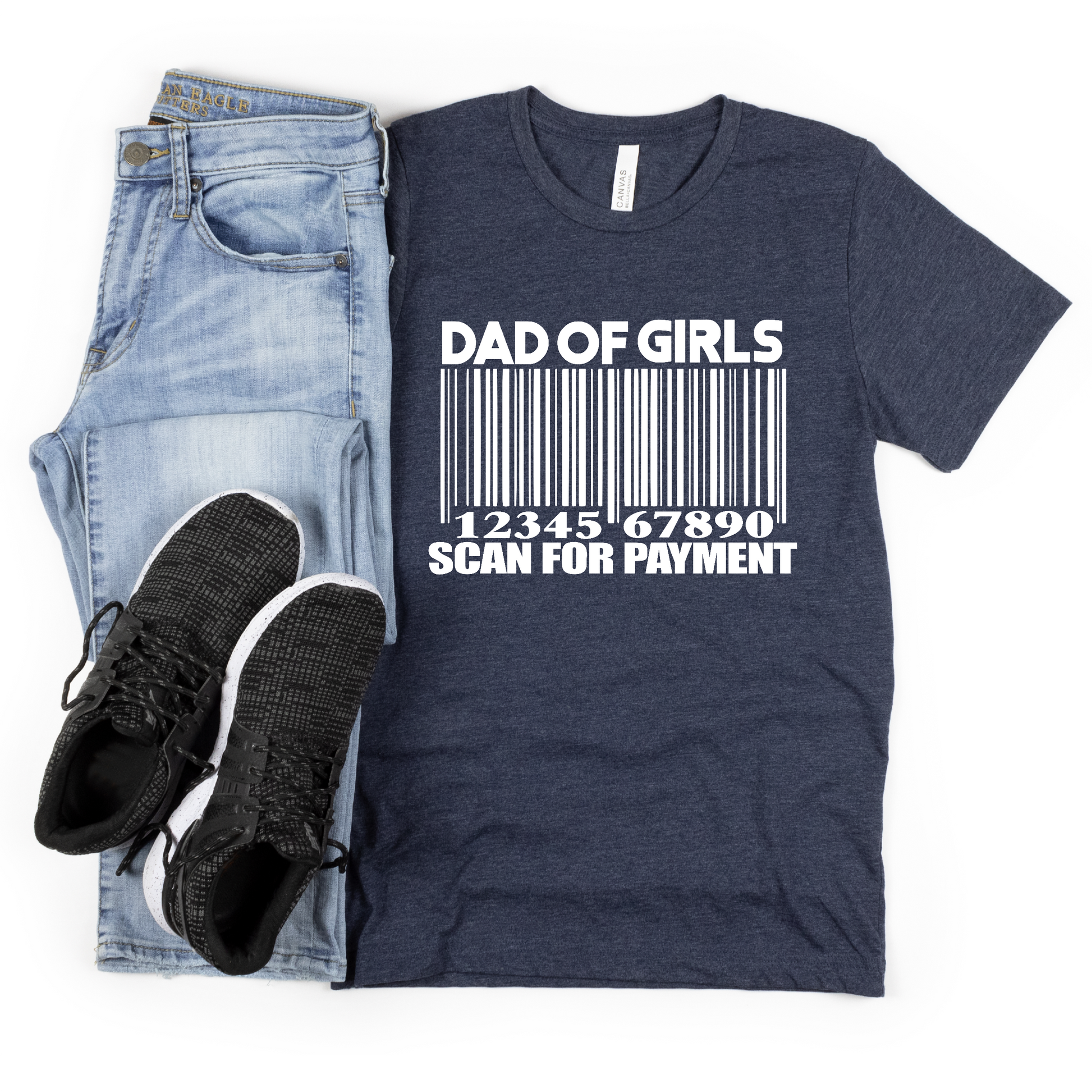 Dad of Girls Scan for Payment T-Shirt, Fathers Day Shirt, Funny Fathers Day Shirt, Girl Dad T-Shirt - Premium T-Shirt - Just $19.50! Shop now at Nine Thirty Nine Design