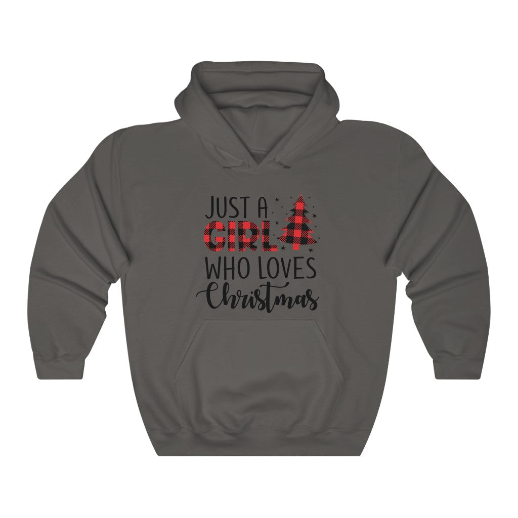Just A Girl Who Love Christmas Hooded Sweatshirt, Buffalo Plaid Sweatshirt, Christmas Hoodie - Premium Hoodie - Just $34.50! Shop now at Nine Thirty Nine Design