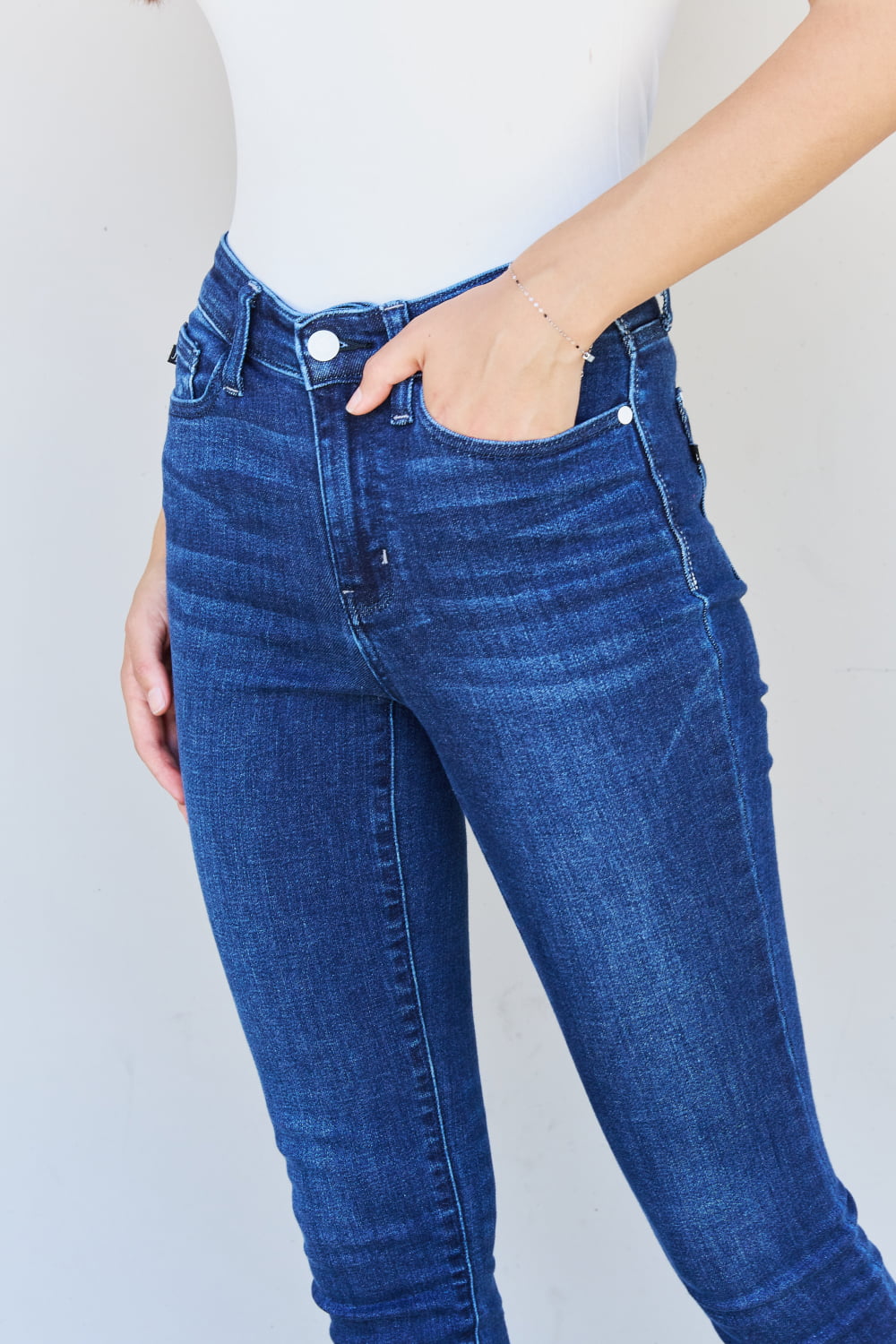 Judy Blue Marie Full Size Mid Rise Crinkle Ankle Detail Skinny Jeans - Premium Jeans - Just $64! Shop now at Nine Thirty Nine Design