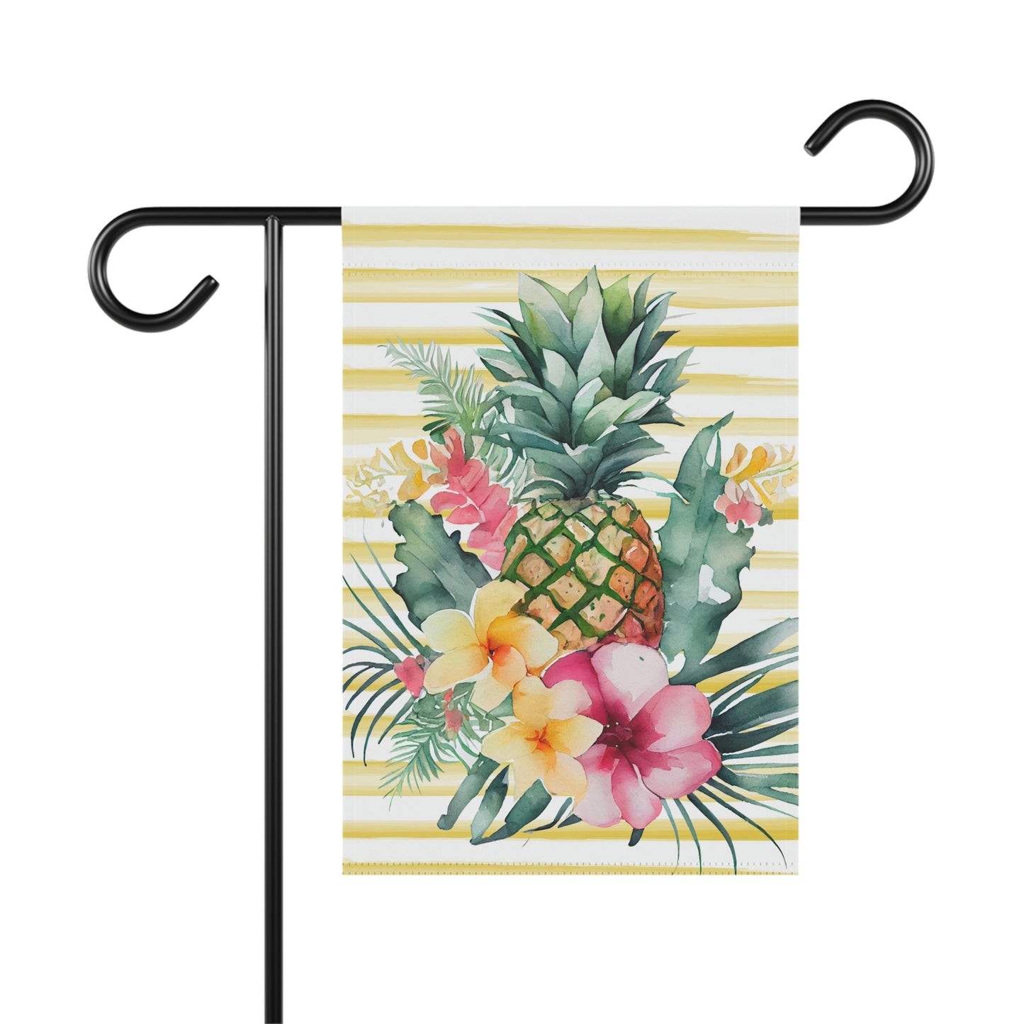 Pineapple Summer Yellow Striped Tropical Garden Flag