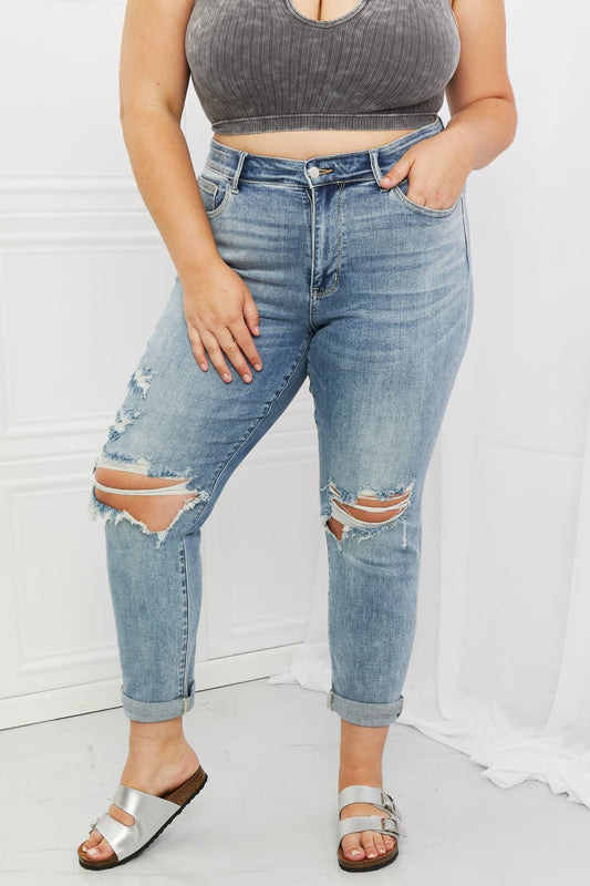 Judy Blue Malia Full Size Mid Rise Boyfriend Jeans - Premium  - Just $64! Shop now at Nine Thirty Nine Design