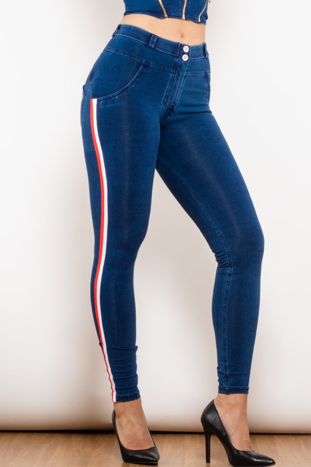 Side Stripe Skinny Jeans - Premium  - Just $56! Shop now at Nine Thirty Nine Design