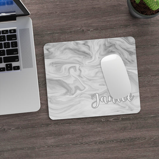 Personalized Gray Marble Print Mouse Pad