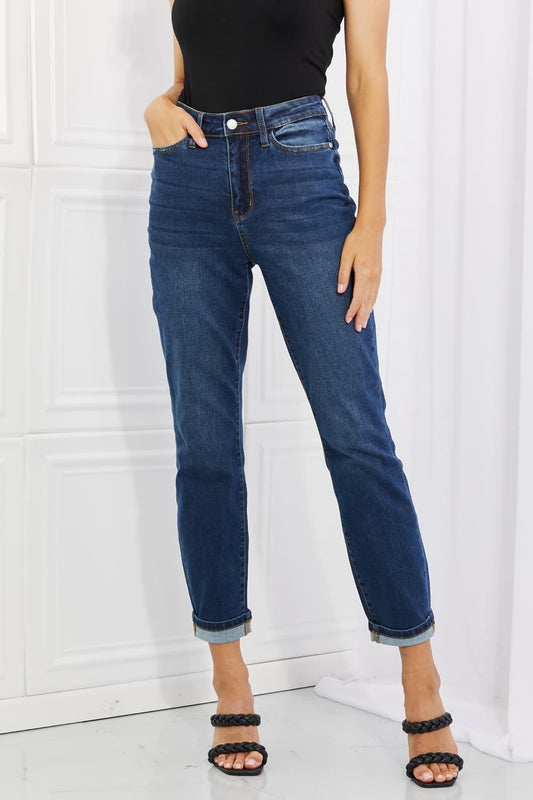 Judy Blue Crystal Full Size High Waisted Cuffed Boyfriend Jeans - Premium  - Just $64! Shop now at Nine Thirty Nine Design