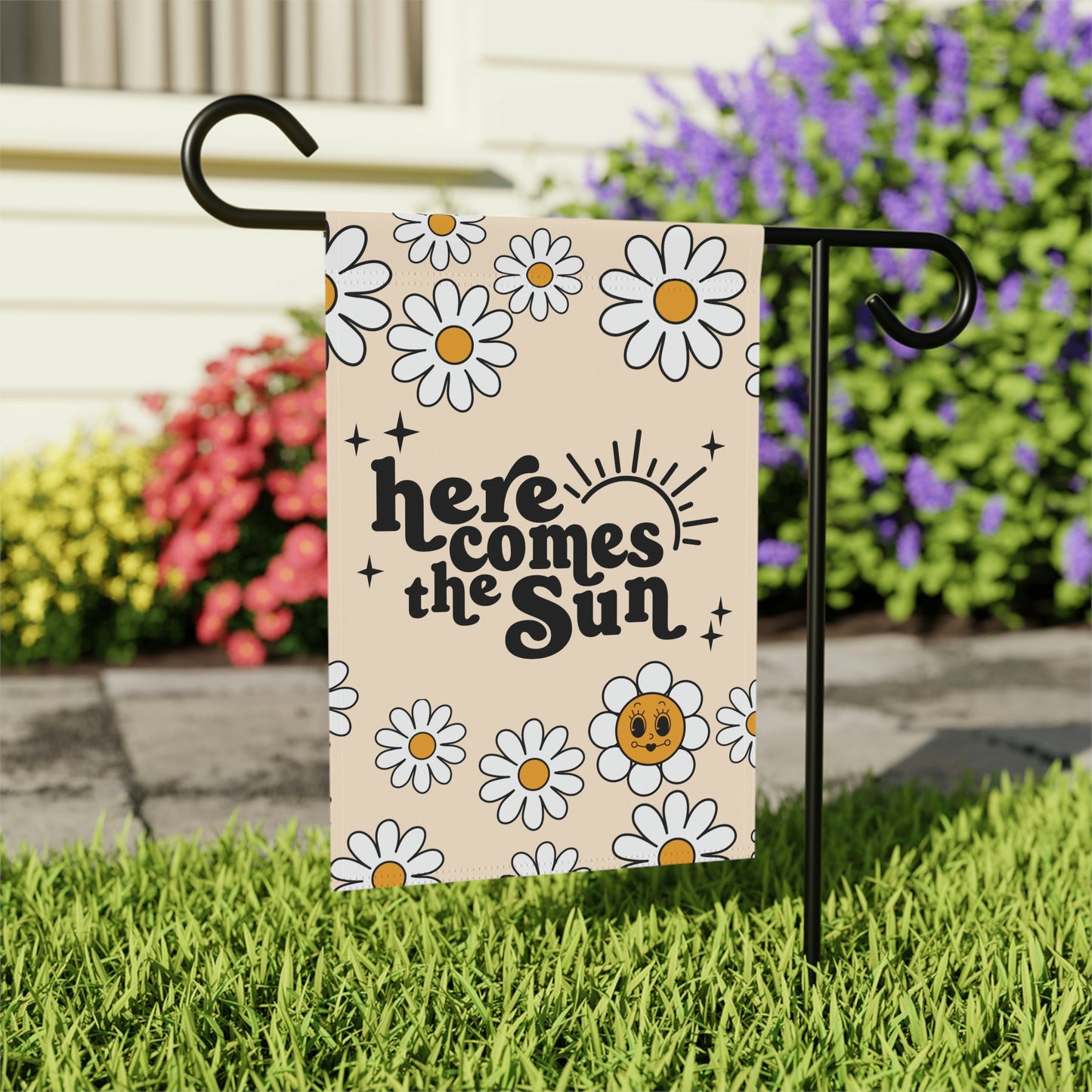 Here Comes The Sun Retro Styled Garden Flag