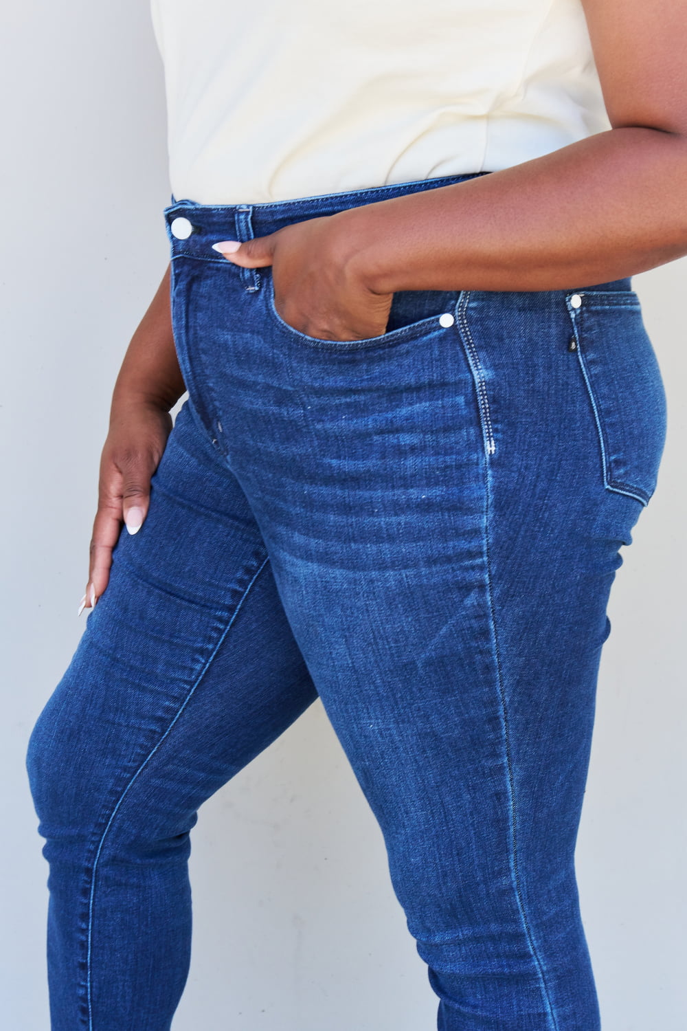 Judy Blue Marie Full Size Mid Rise Crinkle Ankle Detail Skinny Jeans - Premium Jeans - Just $64! Shop now at Nine Thirty Nine Design