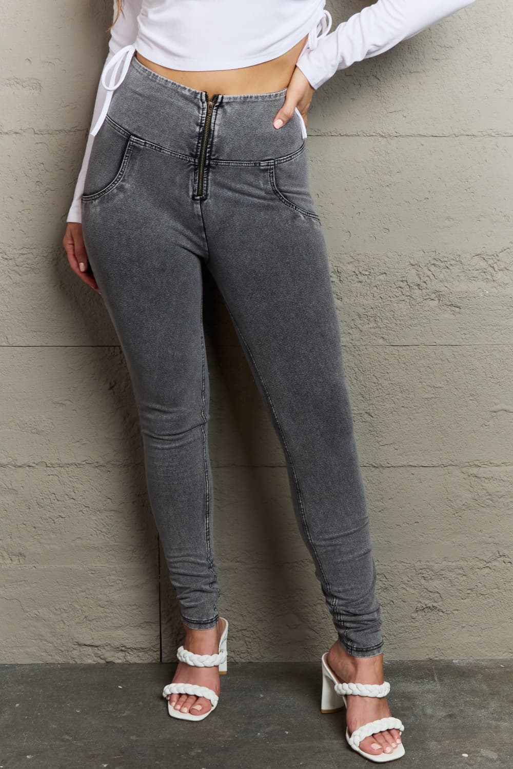 Baeful Zip Closure Skinny Jeans with Pockets - Premium  - Just $54! Shop now at Nine Thirty Nine Design
