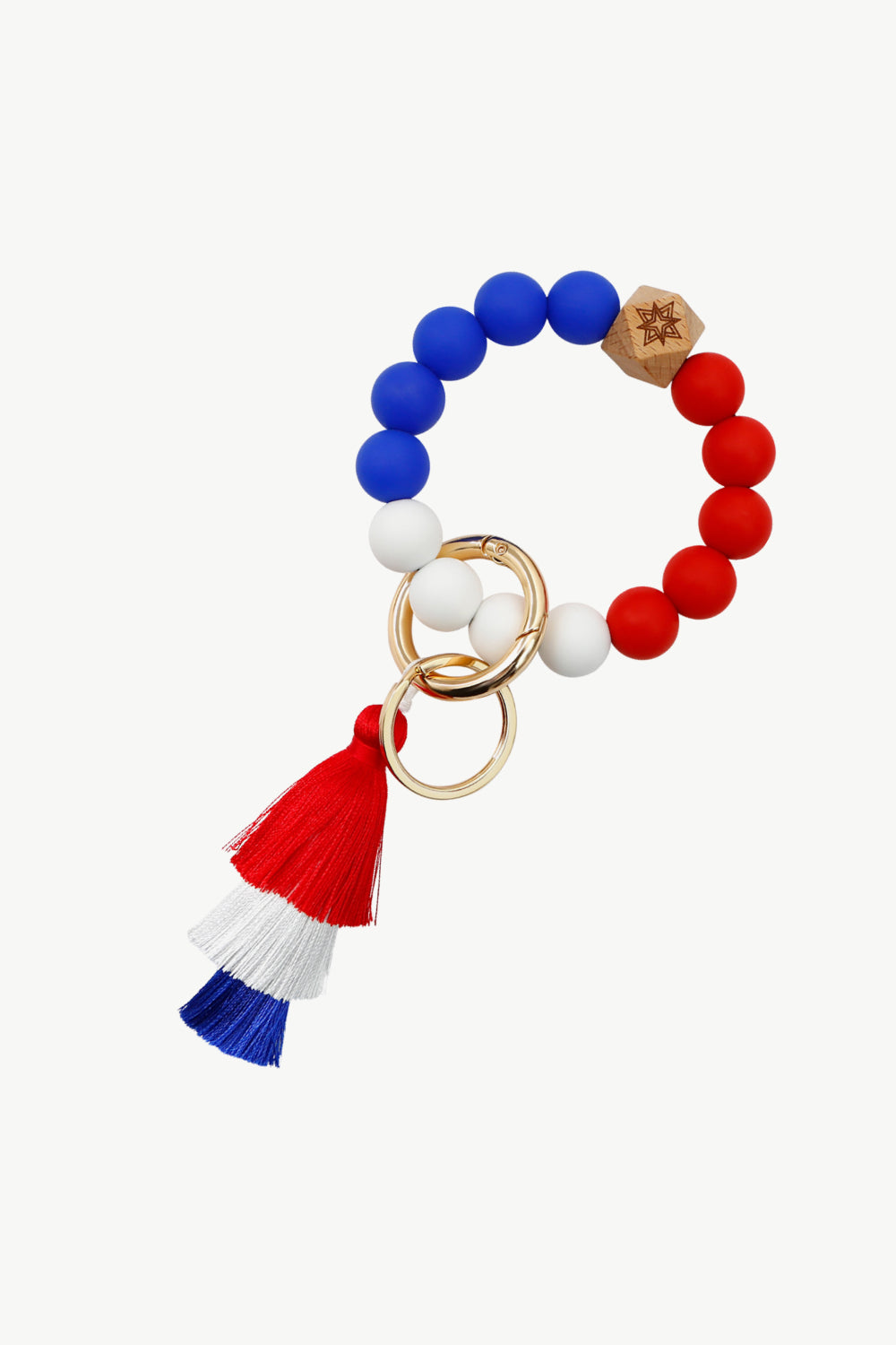 Red White & Blue Contrast Tassel Bead Wristlet Key Chain - Premium Key Chains - Just $11! Shop now at Nine Thirty Nine Design