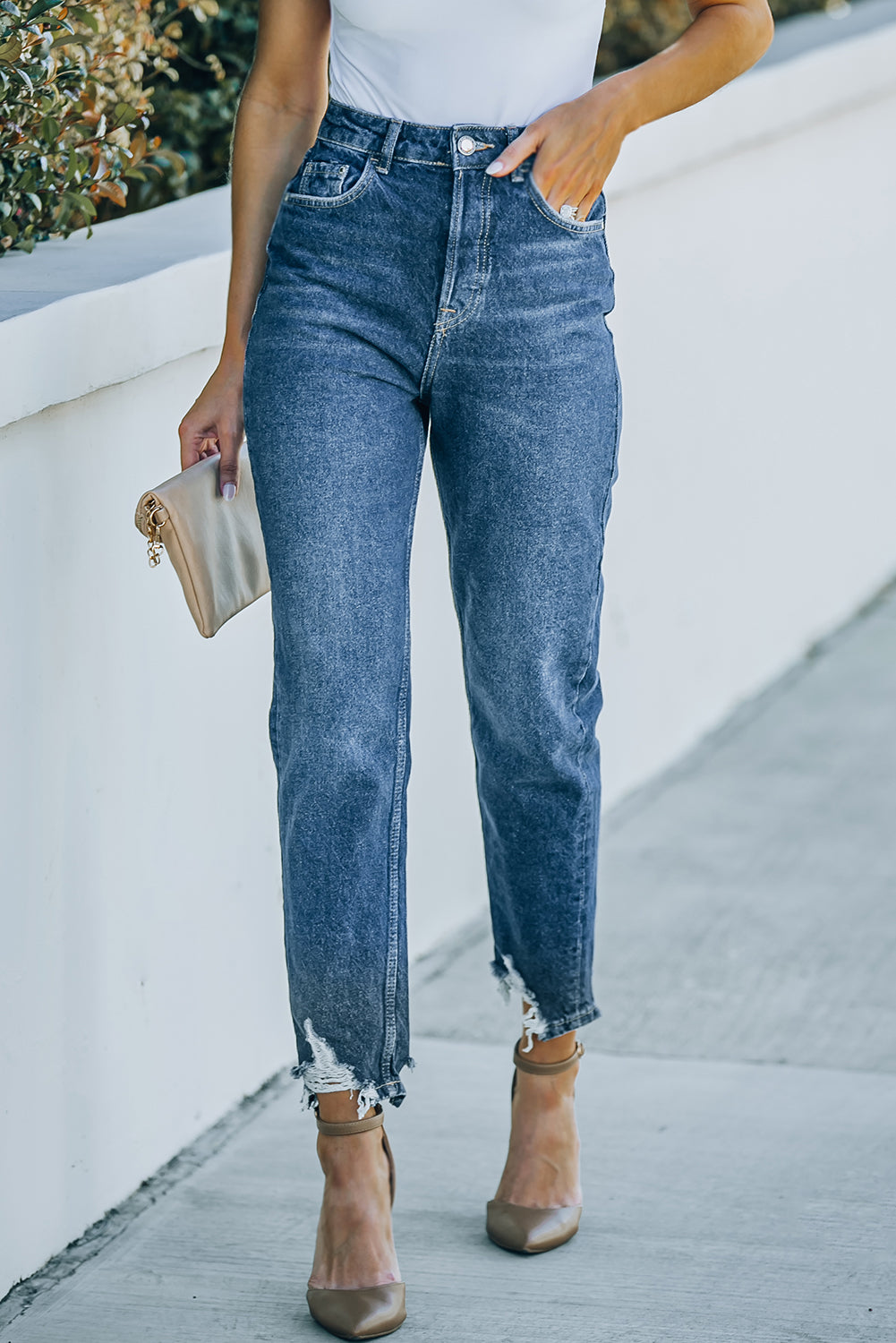 Ripped Ankle Straight Jeans with Pockets - Premium  - Just $55! Shop now at Nine Thirty Nine Design