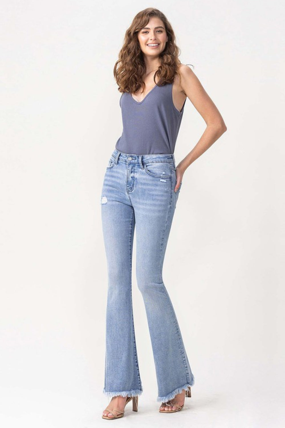 Lovervet Full Size Evie High Rise Fray Flare Jeans - Premium  - Just $61! Shop now at Nine Thirty Nine Design
