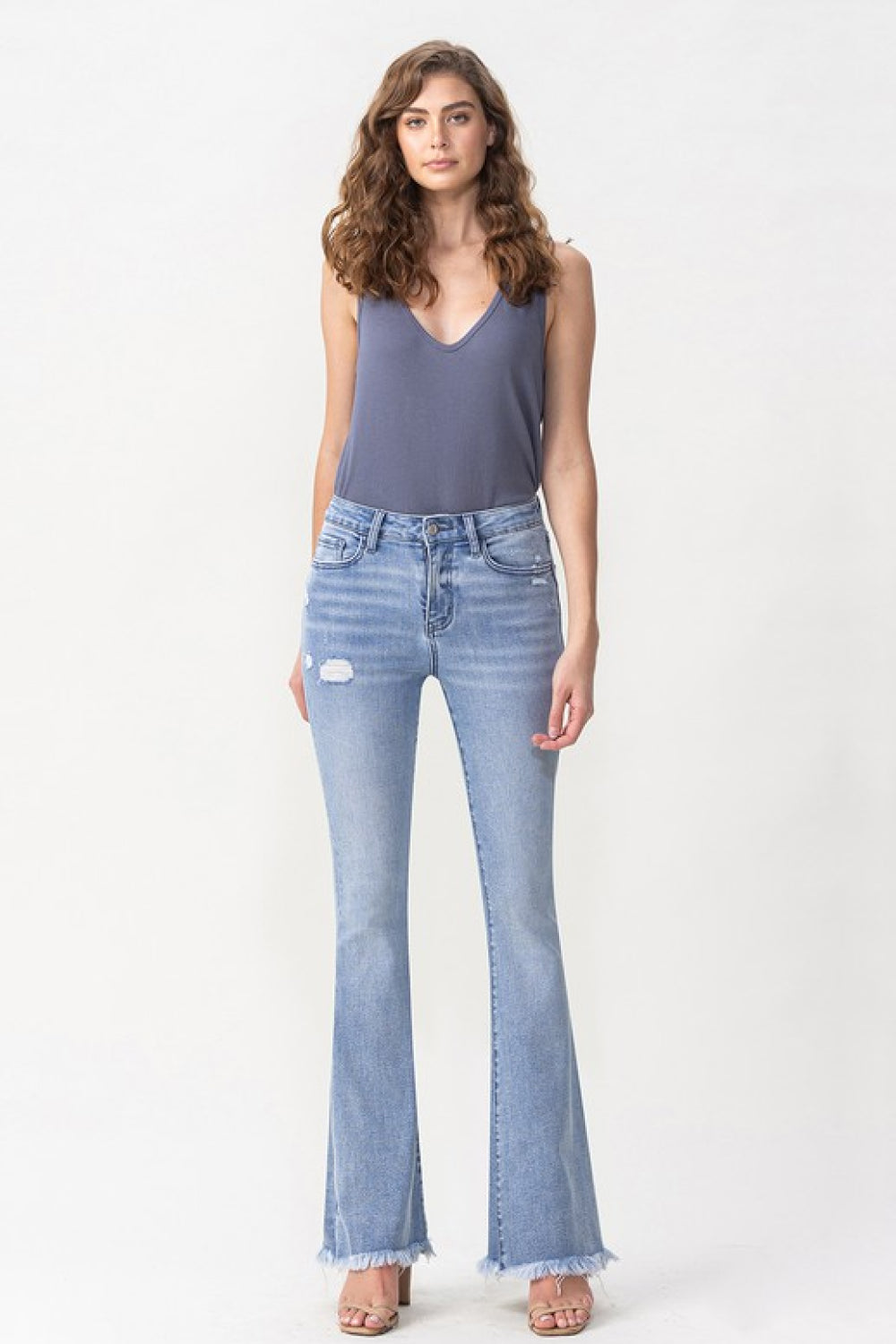 Lovervet Full Size Evie High Rise Fray Flare Jeans - Premium  - Just $61! Shop now at Nine Thirty Nine Design