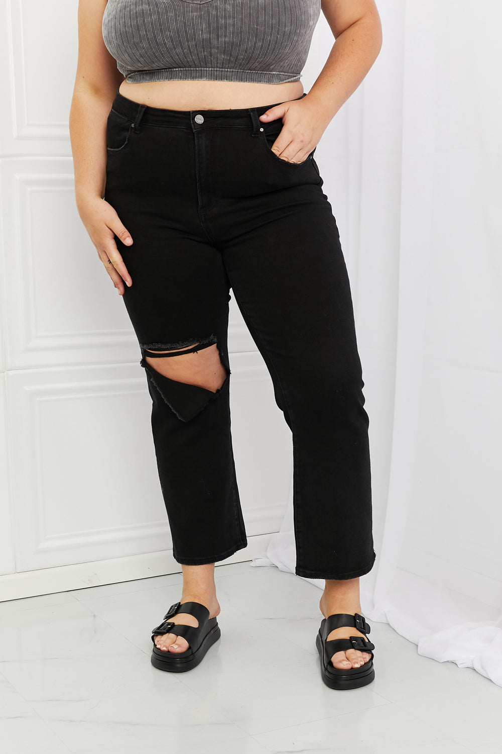 RISEN Full Size Yasmin Relaxed Distressed Jeans - Premium Jeans - Just $62! Shop now at Nine Thirty Nine Design