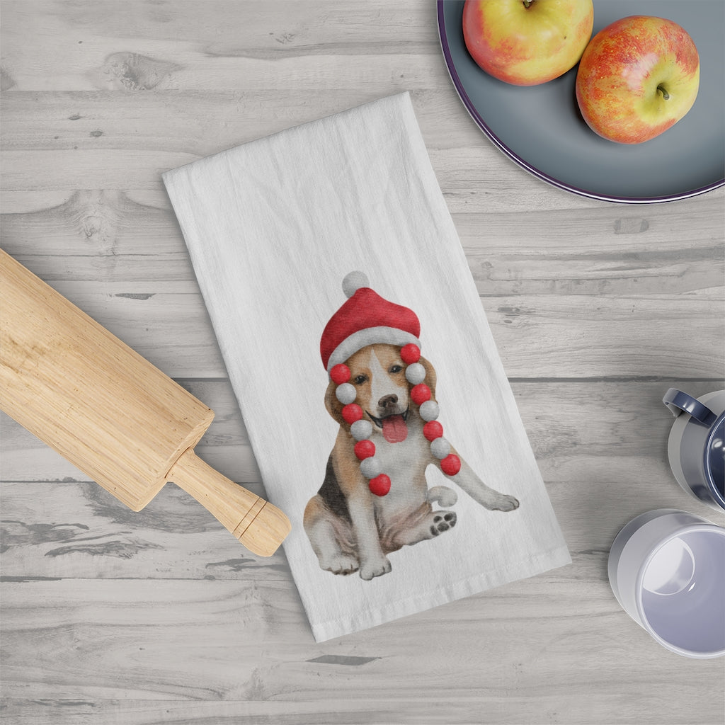 Christmas Beagle Tea Towel, Beagle Lover,  Christmas Kitchen Towel, Watercolor Beagle, Dog Lover, Beagle Kitchen Decor, Dog Christmas Decor - Premium Home Decor - Just $16.25! Shop now at Nine Thirty Nine Design
