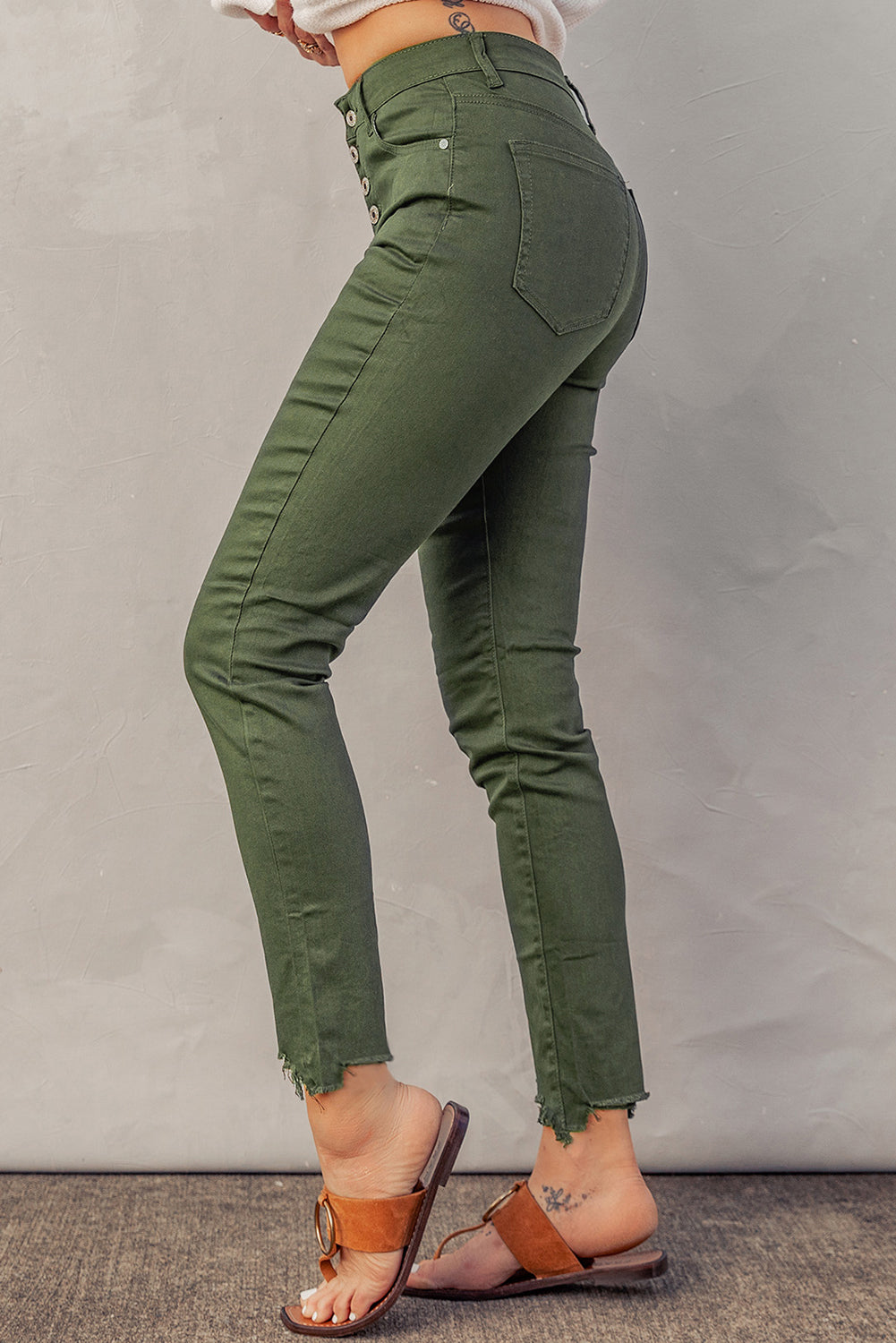 Baeful Button Fly Hem Detail Skinny Jeans - Premium Jeans - Just $41! Shop now at Nine Thirty Nine Design