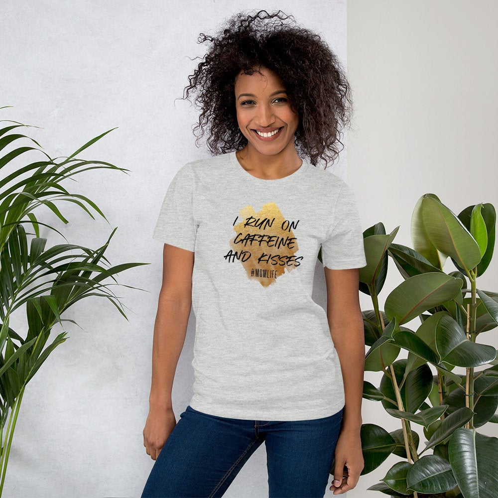 I run on caffeine and kisses, mom shirt, mom life shirt, boy mom shirt, coffee shirt, mothers day gift, gift for her, gift for coffee lover - Premium  - Just $24.95! Shop now at Nine Thirty Nine Design