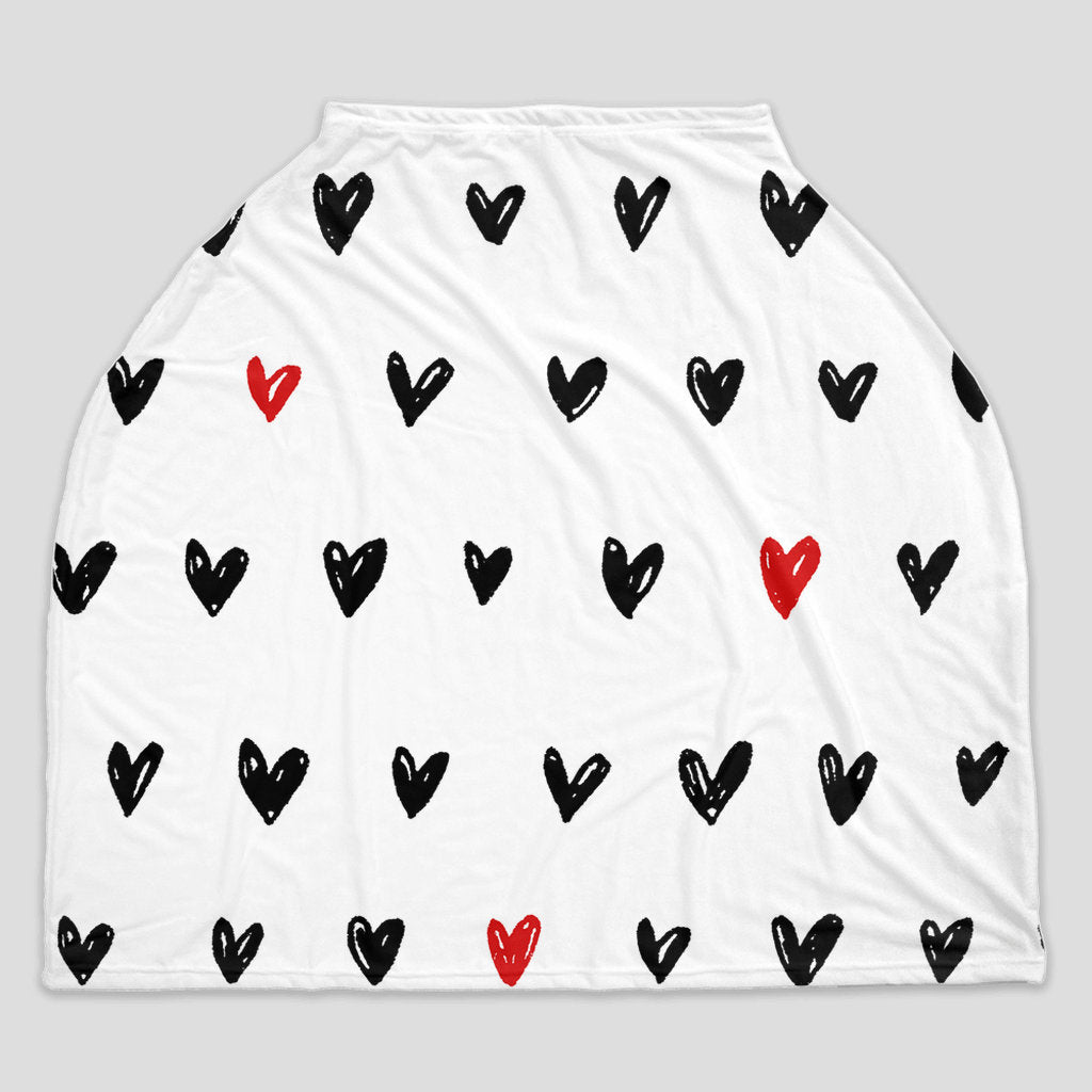 Heart Nursing Cover, Black and White Breastfeeding Cover, Nursing Cover Up, New Baby Gift, Infinity Scarf, Car Seat Cover, Shopping Cart - Premium Nursing Cover - Just $31.50! Shop now at Nine Thirty Nine Design