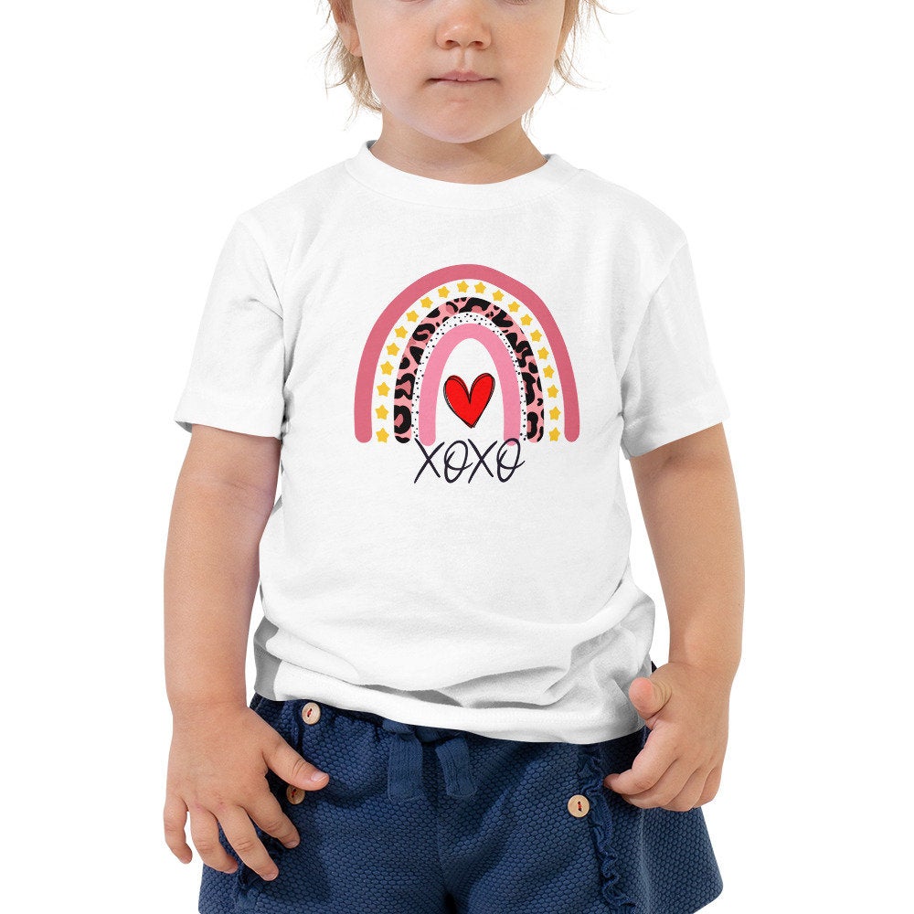 Toddler Short Sleeve Valentines Day Shirt, Mommy and Me Matching Valetines Shirts, Boho Rainbow Toddler Shirt, Love Shirt, 1st Valetines Day - Premium Kids Clothes - Just $24.50! Shop now at Nine Thirty Nine Design
