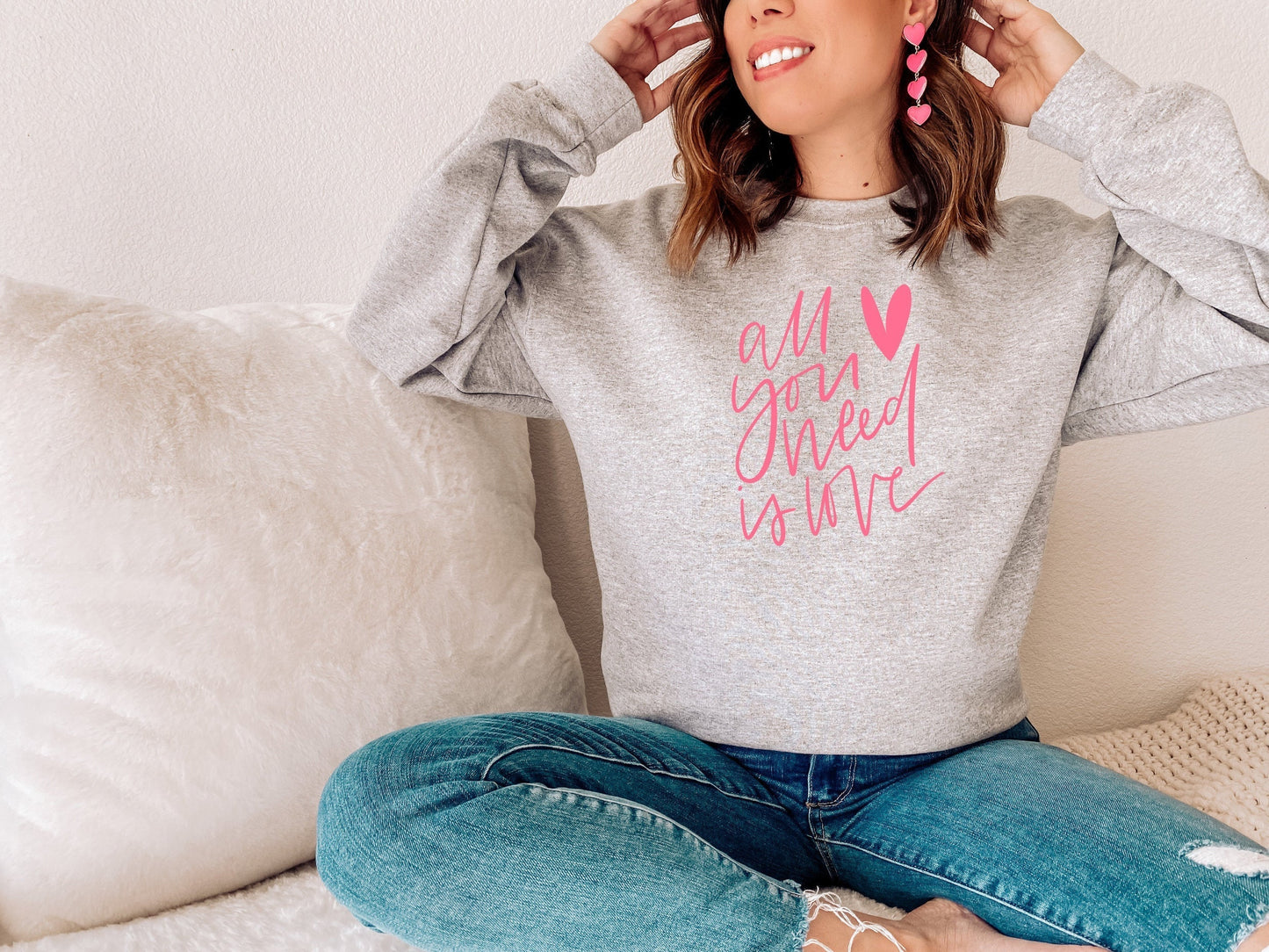 All You Need Is Love Sweatshirt, Love Is All You Need Shirt, Valentines Day Sweatshirt, Valentines Gift for Mom, The Beatles Shirt, Love Tee - Premium Sweatshirt - Just $32.50! Shop now at Nine Thirty Nine Design