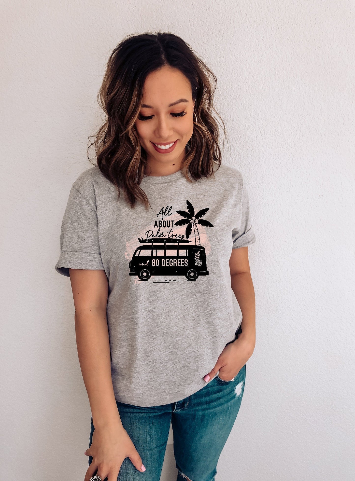All About Palm Trees and 80 Degrees Shirt, Vacation Tee, Beach Tshirt, Girls Trip Shirt, Vacay Mode, Road Trip Shirt - Premium Shirts - Just $21.50! Shop now at Nine Thirty Nine Design