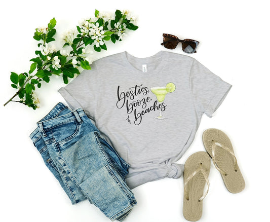 Besties, Booze and Beaches Shirt, Margarita Tshirt, Beach Vacation Shirt for Women, Bachlorette Party TShirts, Vaca Tee, Best Friend Shirt Shirts