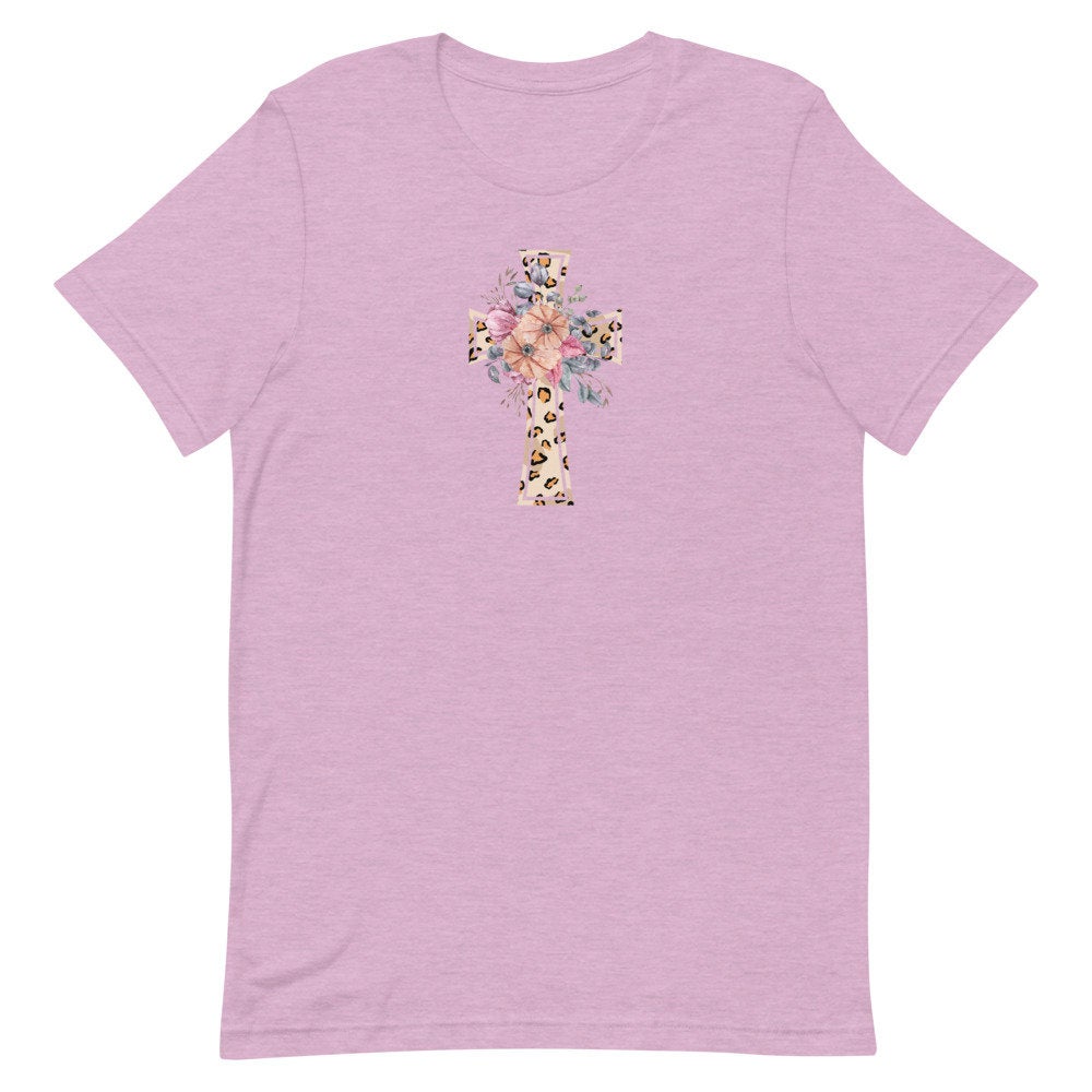 Leopard Floral Cross TShirt, Christian Shirt, Women's Easter T-shirt, Watercolor Cross Shirt, Faith Tee, Easter Gift, Easter Sunday Outfit - Premium  - Just $24.50! Shop now at Nine Thirty Nine Design