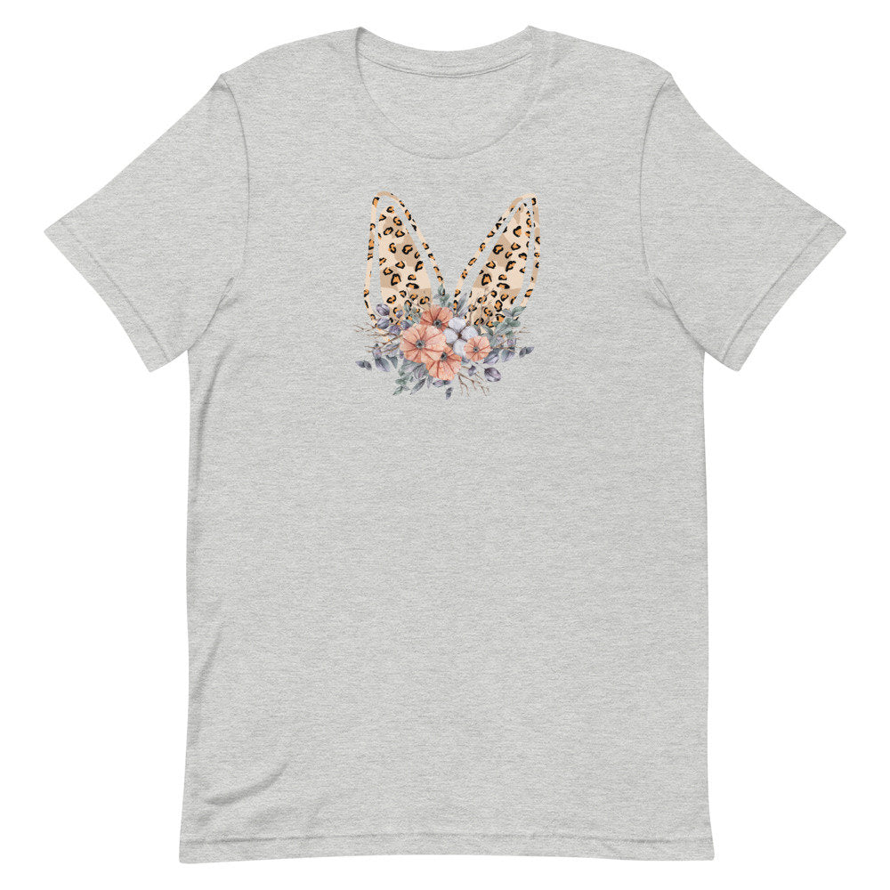 Leopard Floral Easer Bunny TShirt, Leopard Bunny Tee, Women's Easter T-shirt, Watercolor Shirt, Cute Easter Shirt, Jesus Shirt, Easter Gift - Premium Shirts - Just $21.50! Shop now at Nine Thirty Nine Design
