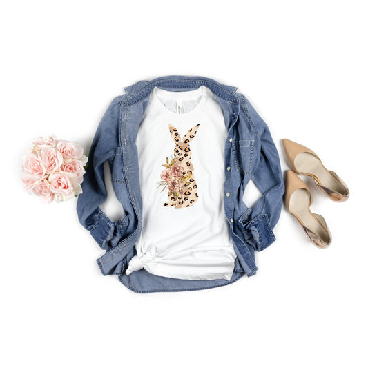 Leopard Floral Bunny TShirt, Christian Shirt, Women's Easter T-shirt, Easter Outfit, Leopard Bunny, Trendy Easter Tshirt - Premium  - Just $24.50! Shop now at Nine Thirty Nine Design