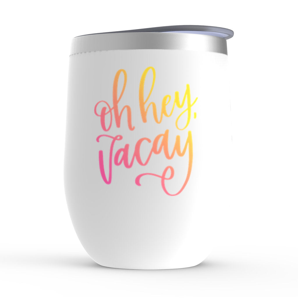 Oh Hey Vacay Stemless Wine Tumblers, Vacation Wine Glass, Beach Wine Glass, Road Trip, Girls Trip, Bachelorette Party, Cruise Cup - Premium  - Just $23.95! Shop now at Nine Thirty Nine Design