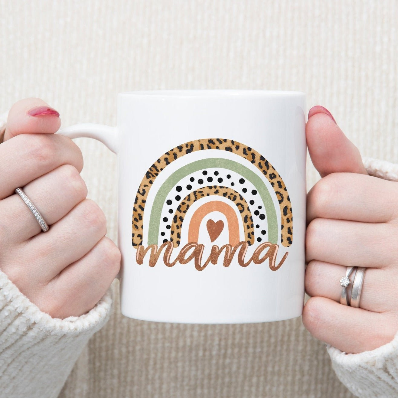 Mama Boho Rainbow Mug, Mom Leopard Mug, Mothers Day Gift, Mama Coffee Mug, Gift for Mom, Bohemian Rainbow Mug, Mom Mug - Premium Mug - Just $18.99! Shop now at Nine Thirty Nine Design