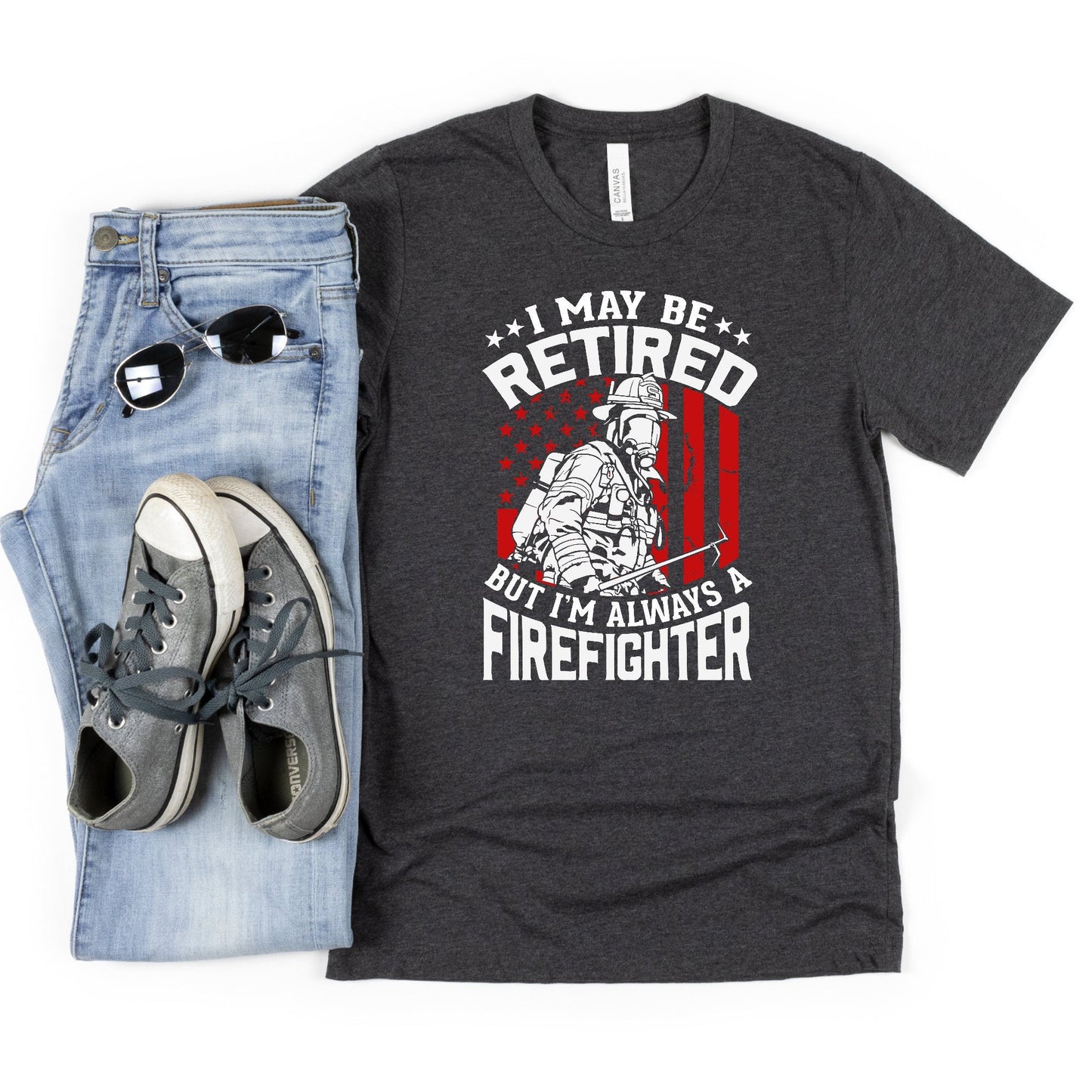 Retired Firefighter, Always a Firefighter, Fireman Gift, Fire Fighter Shirt, Thin Red Line Shirt, Retired Fireman Gift, Retirement Party - Premium  - Just $25.50! Shop now at Nine Thirty Nine Design