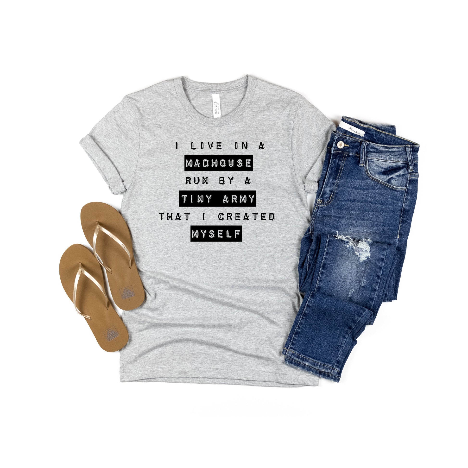 I Live In A Madhouse Run By A Tiny Army That I Created Myself Shirt, Funny Mom Shirt, Keep the Tiny Humans Alive, Gift for Mom of Twins - Premium  - Just $24.50! Shop now at Nine Thirty Nine Design