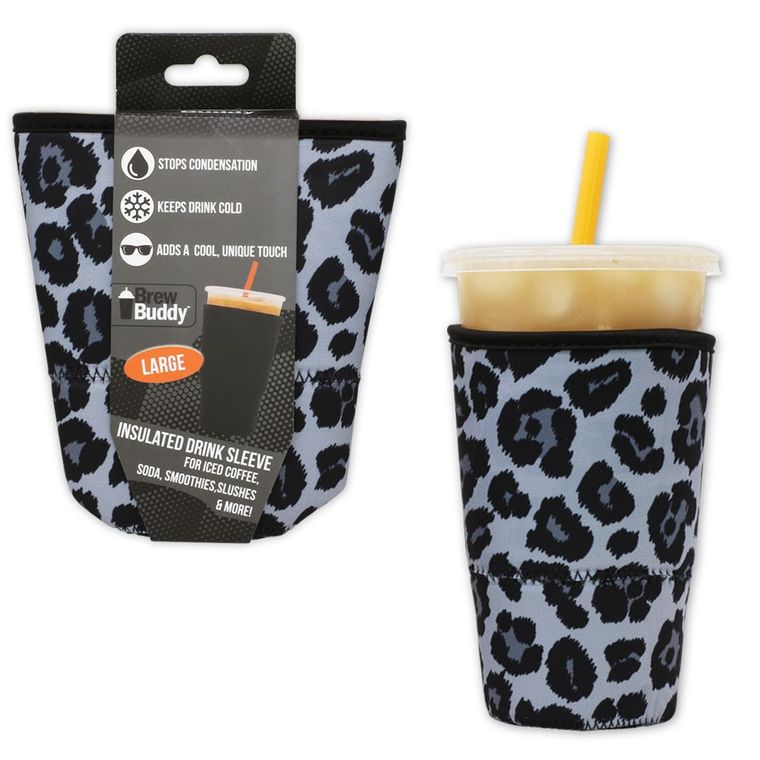 Insulated Drink Sleeve Grey Leopard LARGE - Premium Drink Sleeve - Just $10! Shop now at Nine Thirty Nine Design