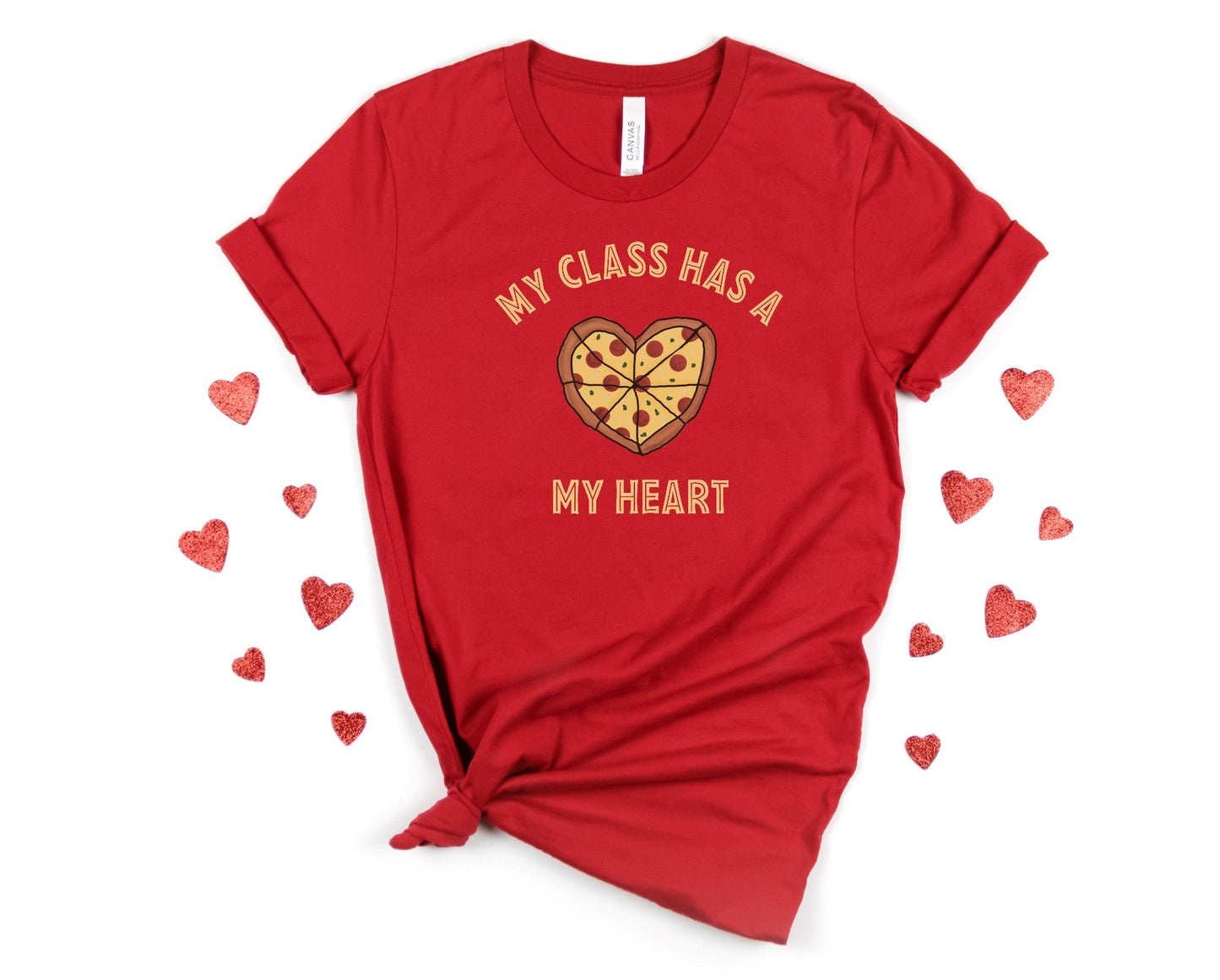 Teacher Valentines Day Shirt, My Class Has a Piece of My Heart, Teacher Pizza, Matching Teacher Shirts, Teacher Valentine Gift, Gift for Her - Premium T-Shirt - Just $21.50! Shop now at Nine Thirty Nine Design
