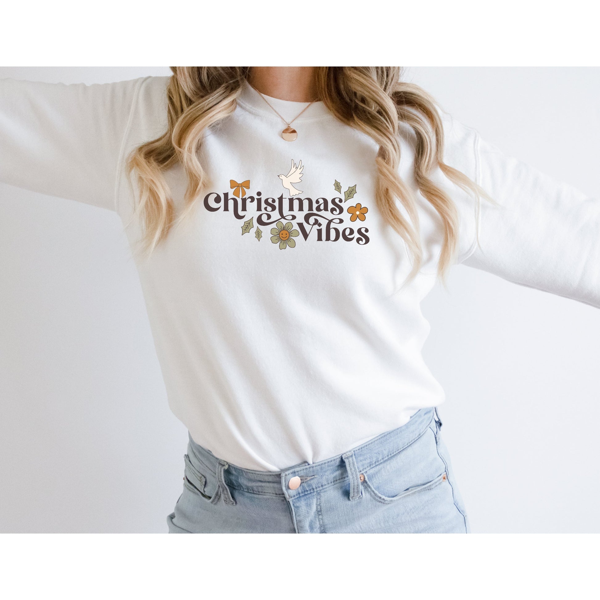 Christmas Sweatshirt, Christmas Vibes, Holiday Sweaters For Women, Christmas Sweater, Retro Holiday Shirt, Crewneck, UNISEX, 70s - Premium Sweatshirt - Just $29.50! Shop now at Nine Thirty Nine Design