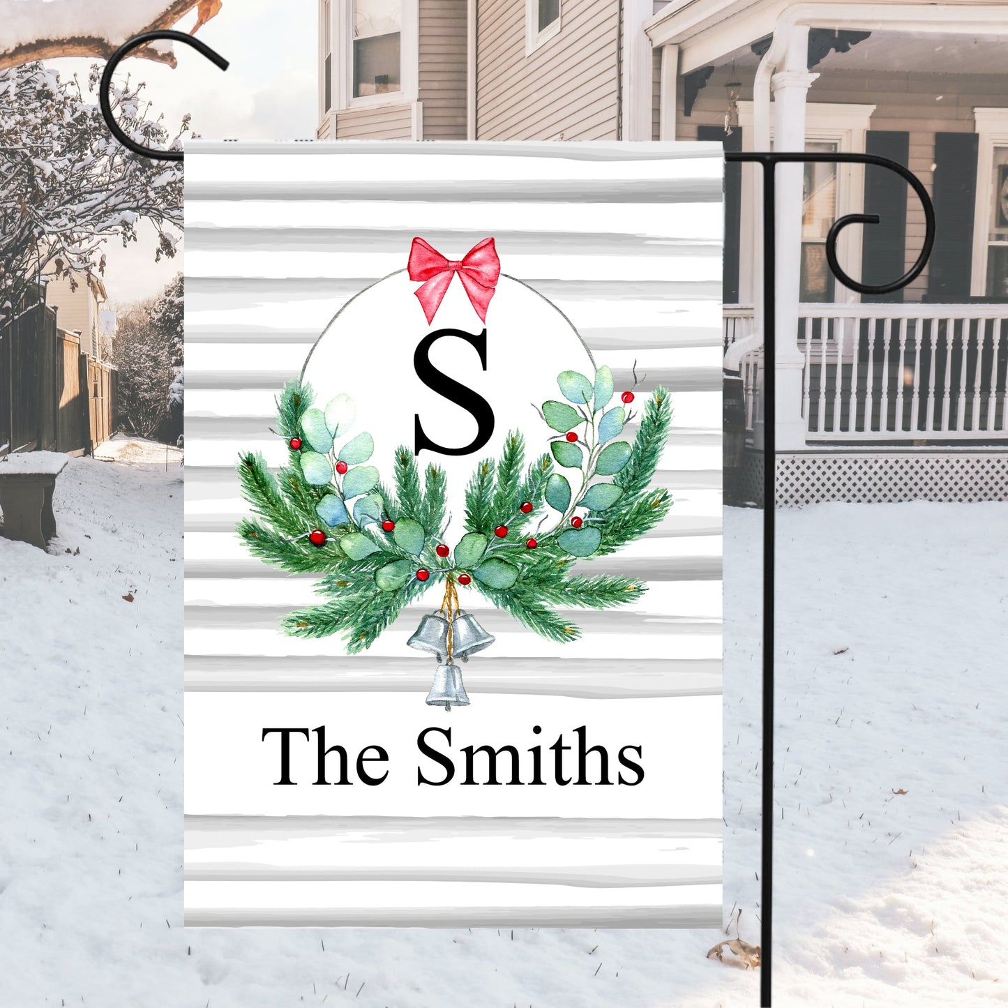 Winter Wreath Personalized Garden Flag - Premium Flags & Windsocks - Just $16.99! Shop now at Nine Thirty Nine Design