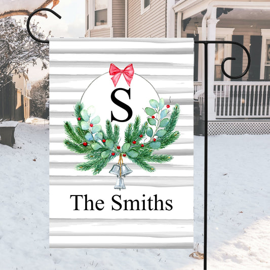 Winter Wreath Personalized Garden Flag - Premium Flags & Windsocks - Just $16.99! Shop now at Nine Thirty Nine Design